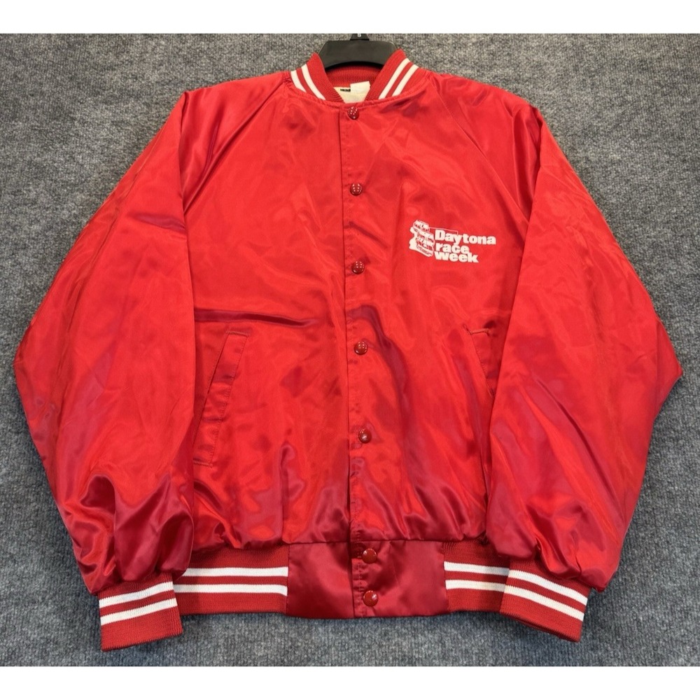 Vintage Daytona Race Week Satin Jacket Men's Size Large Red Made USA